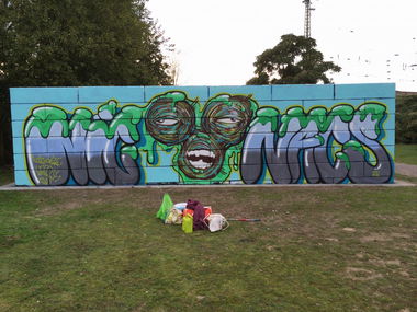 Graffiti Wall in Krefeld - Photo by 1414 - nicnacs, lasek, noOne (2013)