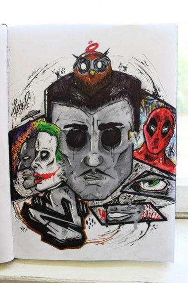 Graffiti Sketch in Zhodino - Photo by 2opserYBS - 2opser, Face, Eye (2013)