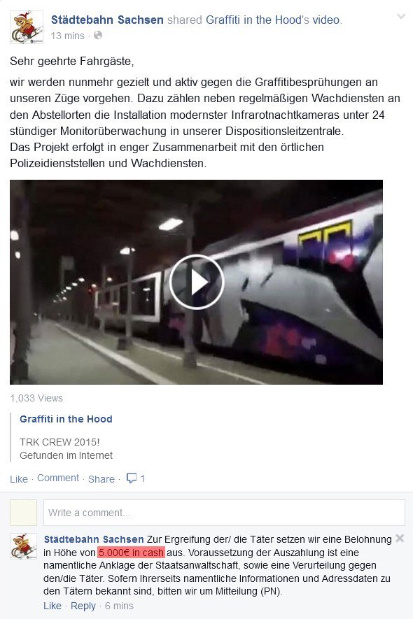 Graffiti Train in Dresden - Photo by ARTHOOLIGAN - TRK, GTS, LMA (2015)