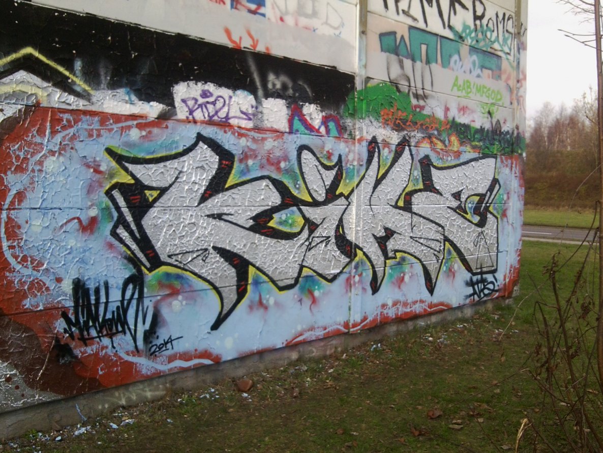 Graffiti Wall in Rostock - Photo by ATS_KORUScrew - kime, kaim, ats (2014)