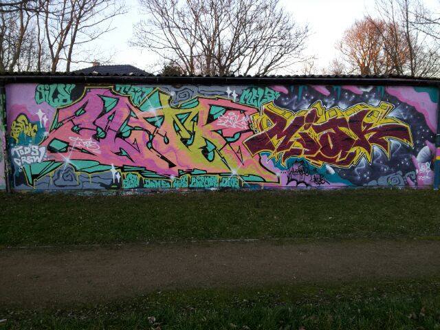 Graffiti Wall in Neubrandenburg - Photo by ATS_KORUScrew - clok, miak, ats (2013)