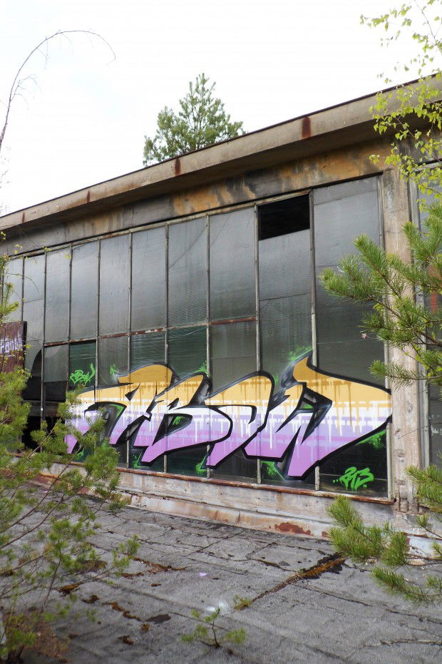 Graffiti Wall in Fürstenwalde - Photo by Abow - abow, woba, roof (2013)
