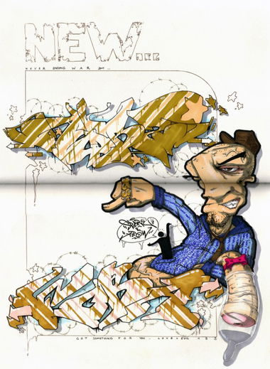 Graffiti Sketch in Frankfurt (Oder) - Photo by Abow - aobs, woba, spoare (2011)