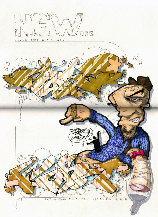 Graffiti Sketch in Frankfurt (Oder) - Photo by Abow - aobs, woba, spoare (2011)