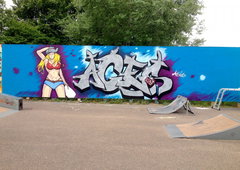 Graffiti Wall in Bilzen - Photo by Aces - Aces, Character, Drughi (2014)
