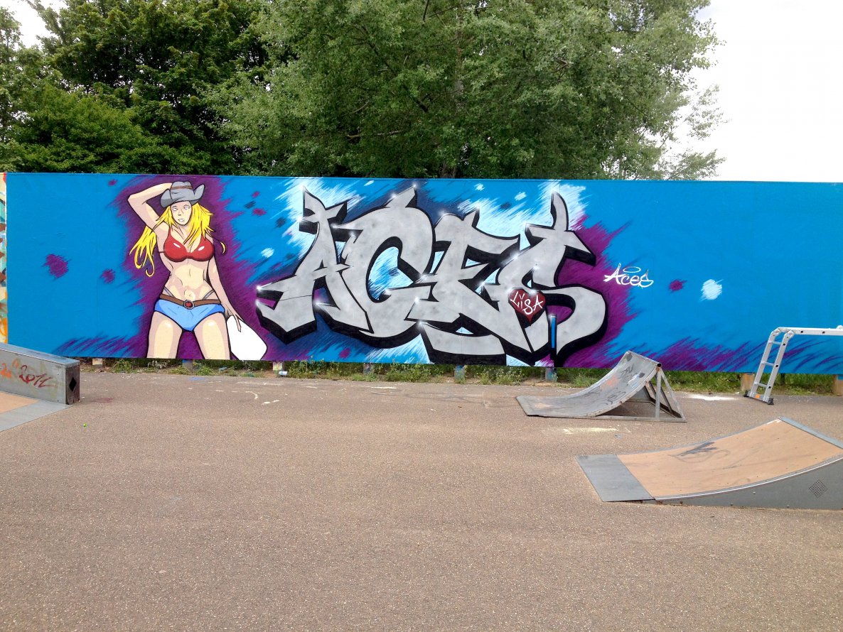 Graffiti Wall in Bilzen - Photo by Aces - Aces, Character, Drughi (2014)