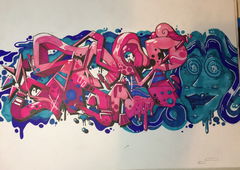 Graffiti Wall in EINDHOVEN - Photo by Acidone - trip, blue, purple (2017)