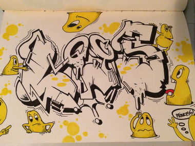 Graffiti Sketch in Lubeck - Photo by Acidone - liis, blacknwhite, yellowmonstas (2017)