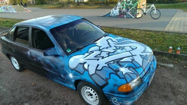 Graffiti Artwork - Photo by ActoNE - car, m, blue (2013)