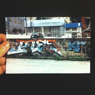 Graffiti Bombing in San Francisco - Photo by AerosolFiends - bles, kr, sf (1995)