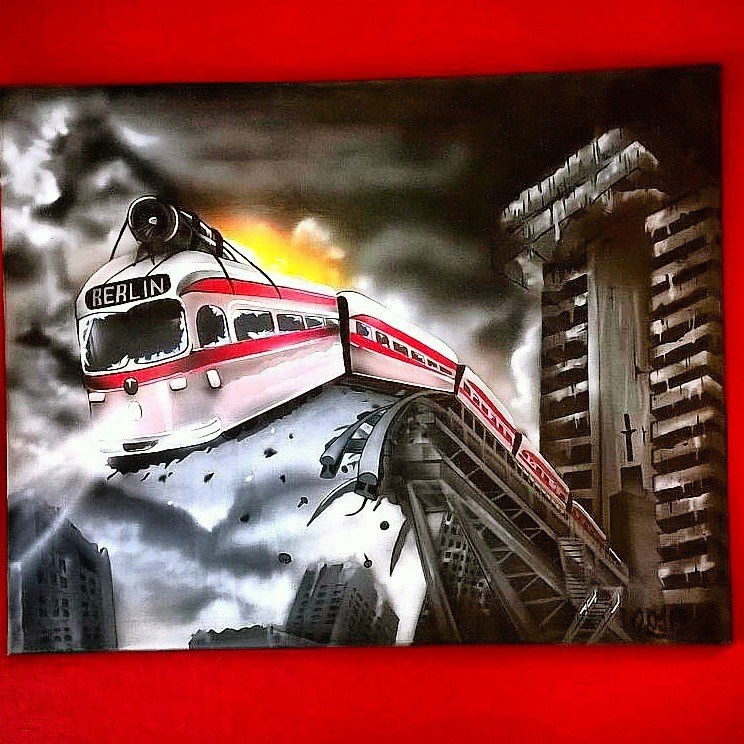 Graffiti Artwork in Deutschland - Photo by Aggrobat183 - canvas, Tram, endzeit (2016)