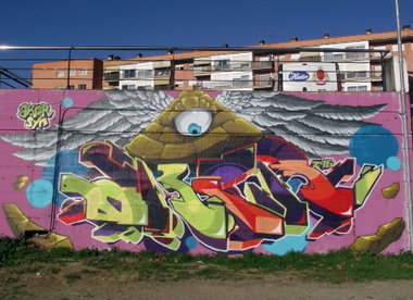 Graffiti Wall in Barcelona - Photo by Aker - syn, aker, fbc (2012)
