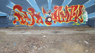 Graffiti Wall in Mellowpark  - Photo by Amek - Orson, PTS, Amek (2017)