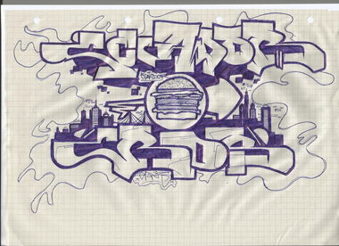 Graffiti Sketch in Mainz - Photo by AndiWand - Ecuador, Eros, Burgerladen (2013)