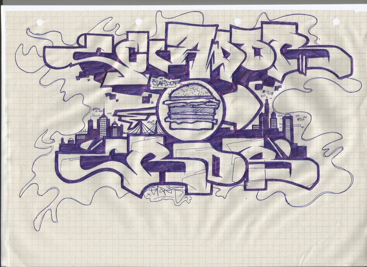 Graffiti Sketch in Mainz - Photo by AndiWand - Ecuador, Eros, Burgerladen (2013)