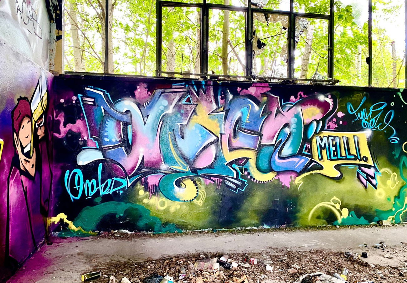 Graffiti Wall in Berlin - Photo by Antigrau - ames, fuckcrew, nbr (2022)