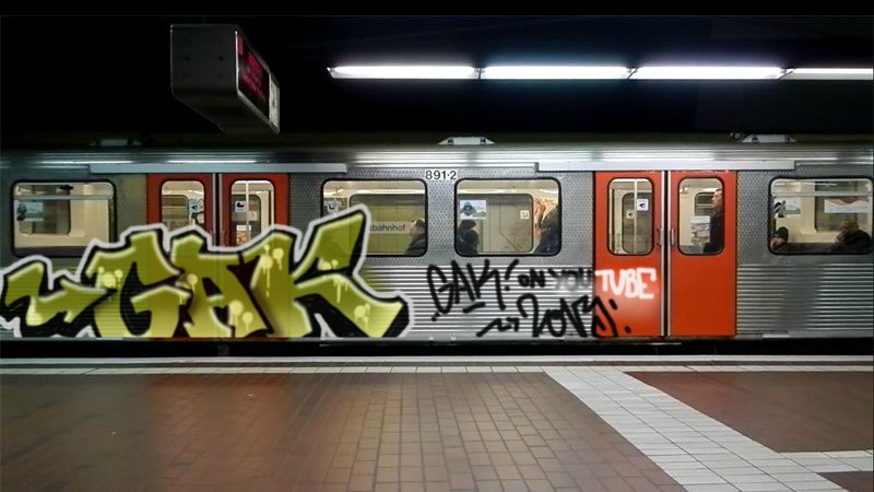 Graffiti Train in Hamburg - Photo by Anusvisage - gak, hamburg, munich (2013)