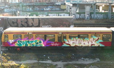 Graffiti Train in Berlin - Photo by Anusvisage - space, zebra, av (2014)