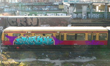 Graffiti Train in Berlin - Photo by Anusvisage - snack, train, berlin (2014)