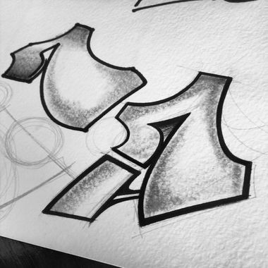 Graffiti Sketch - Photo by AroX - Letter, A