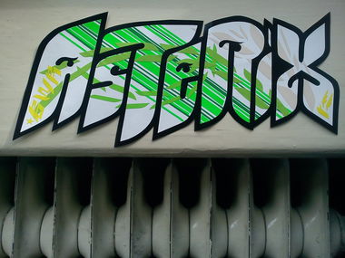 Graffiti Street Art in Humenné - Photo by Asteriks - sticker, asterix (2012)