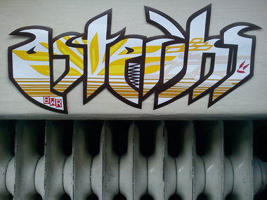 Graffiti Street Art in Humenné - Photo by Asteriks - sticker, aste (2012)