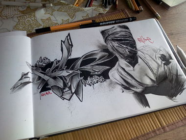 Graffiti Sketch in Wohnort - Photo by Atem1 - Artcor'e, crew (2015)