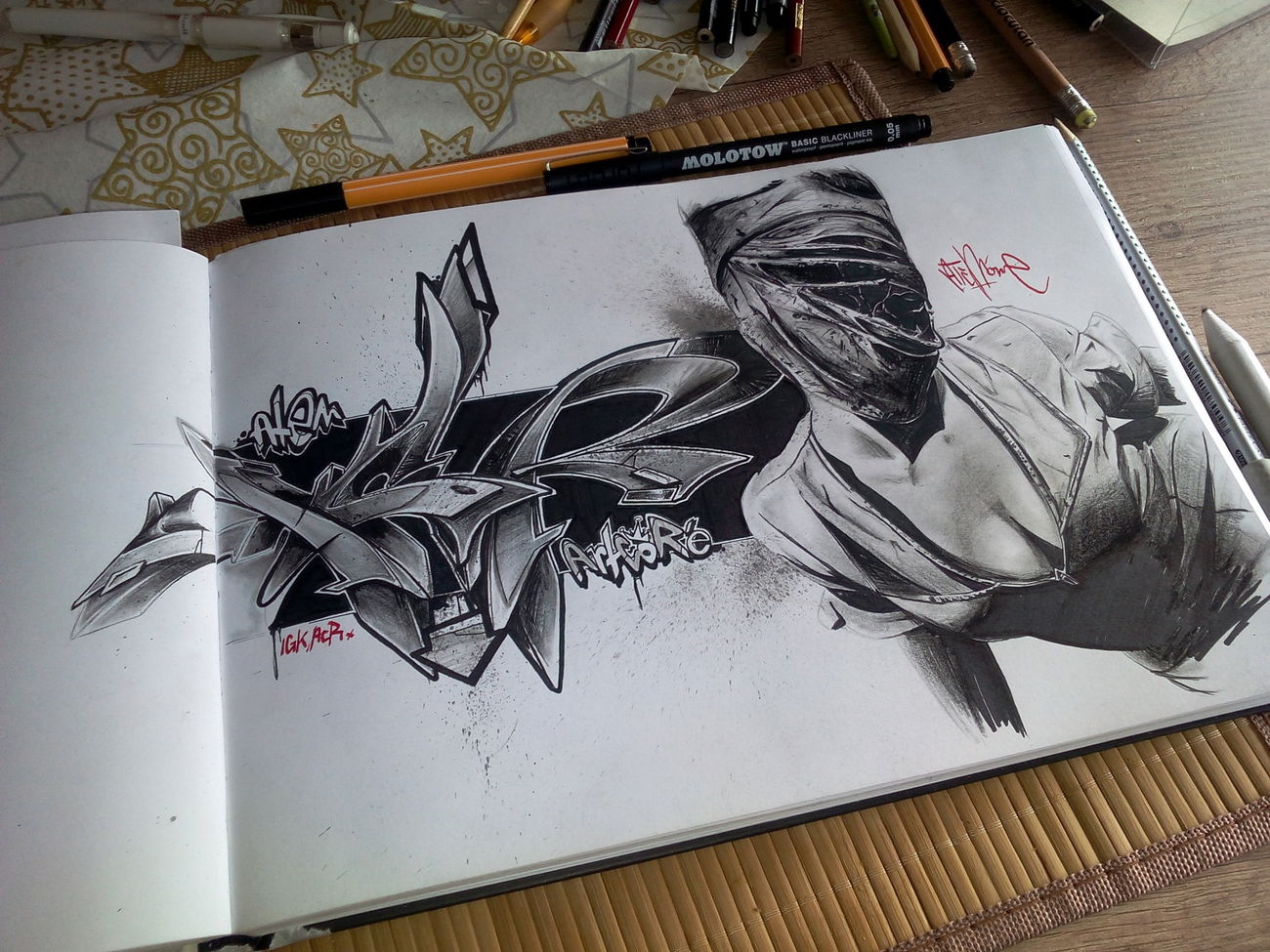 Graffiti Sketch in Wohnort - Photo by Atem1 - Artcor'e, crew (2015)