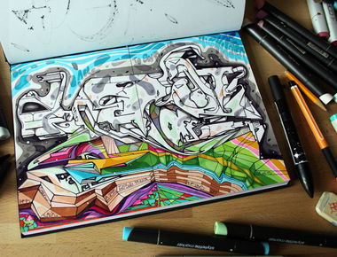 Graffiti Sketch in berlin - Photo by BLMNGLLSCKRSHR - b.ash, bash, b-ash