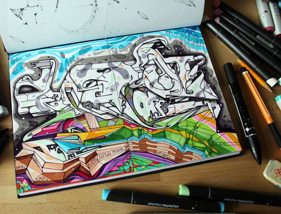 Graffiti Sketch in berlin - Photo by BLMNGLLSCKRSHR - b.ash, bash, b-ash