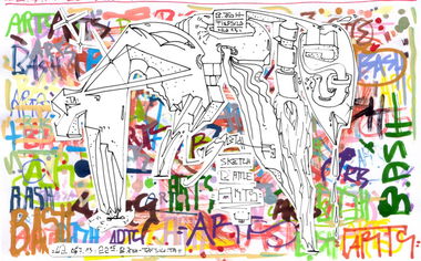 Graffiti Sketch in berlin - Photo by BLMNGLLSCKRSHR - b.ash, bash, b-ash