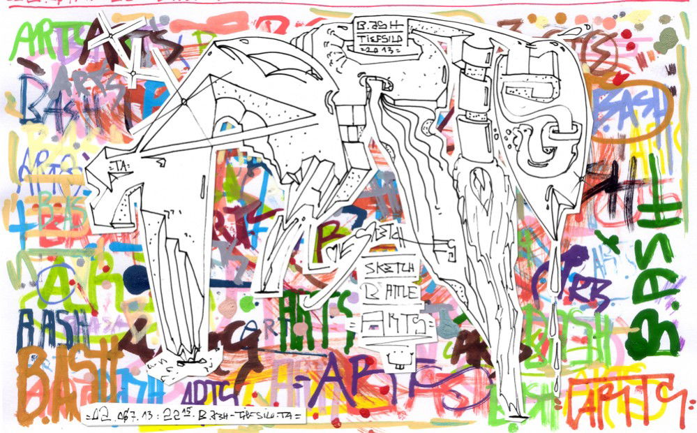 Graffiti Sketch in berlin - Photo by BLMNGLLSCKRSHR - b.ash, bash, b-ash