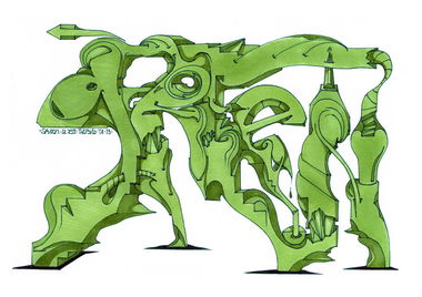 Graffiti Sketch in Berlin - Photo by BLMNGLLSCKRSHR - b.ash, b-ash, bash (2013)