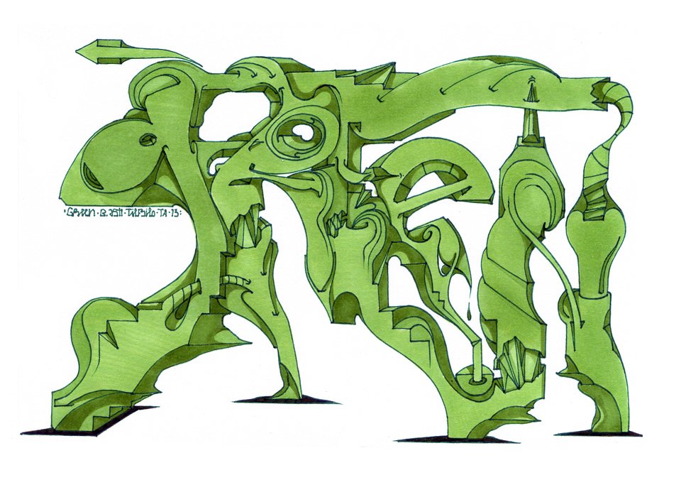 Graffiti Sketch in Berlin - Photo by BLMNGLLSCKRSHR - b.ash, b-ash, bash (2013)