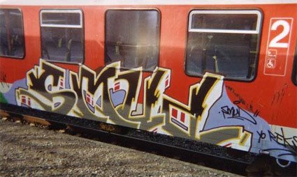 Graffiti Train in Brunswick - Photo by BSWriters - Smud, Braunschweig