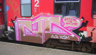 Graffiti Train in Brunswick - Photo by BSWriters - ACR, WSM, Braunschweig (2004)