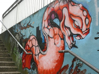 Graffiti Wall in Karlsruhe - Photo by Bananensaft - Schlange, karlsruhe