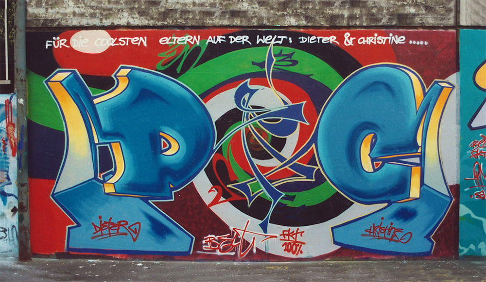 Graffiti Wall in Würzburg - Photo by Belt - belt, fkt, ywk (1994)