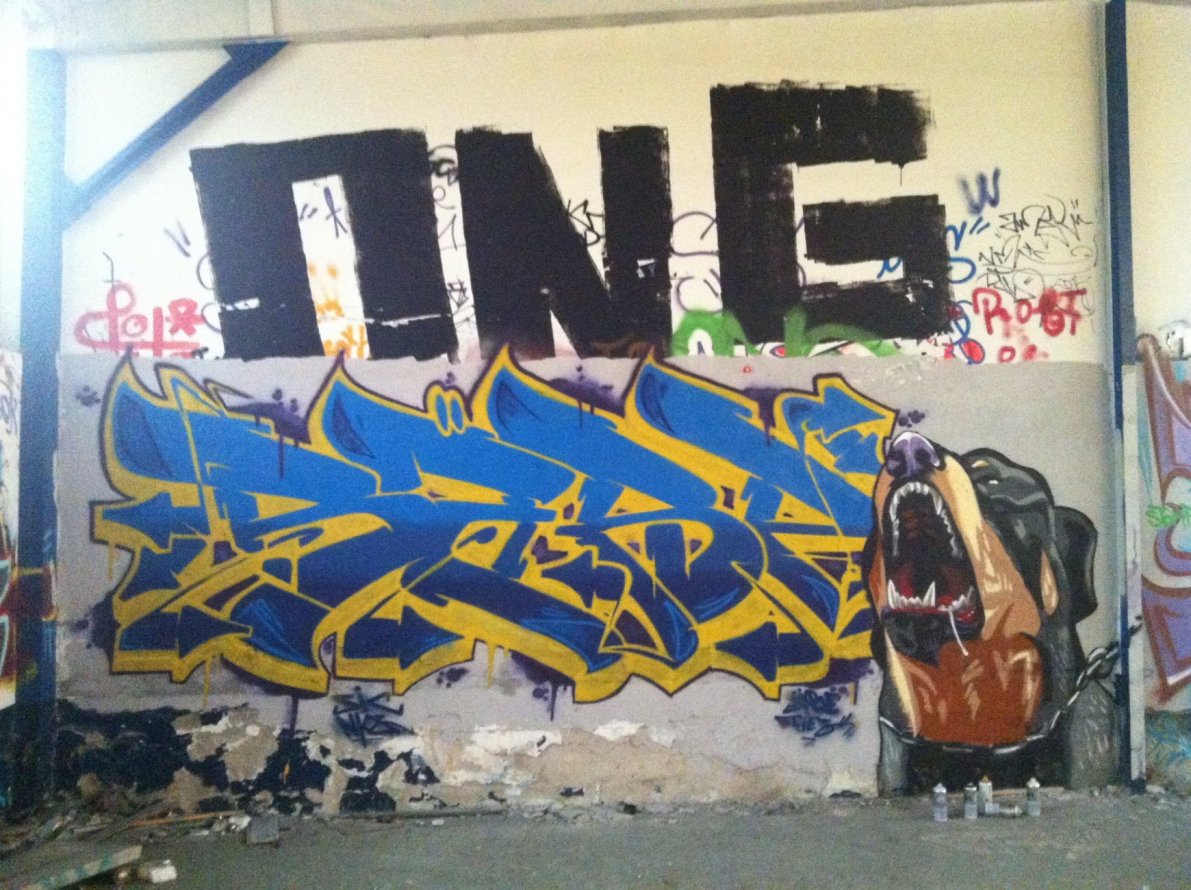 Graffiti Wall in O - Photo by BiestOne - Sare, Fies, Biest (2014)