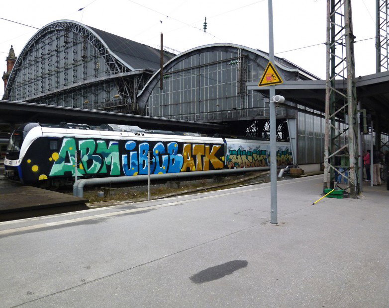 Graffiti Train in bremen - Photo by Bigchill - jbcb, abm, atk (2013)
