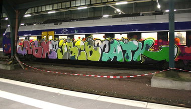 Graffiti Train in Bremen - Photo by Bigchill - abm, jbcb, atk (2013)