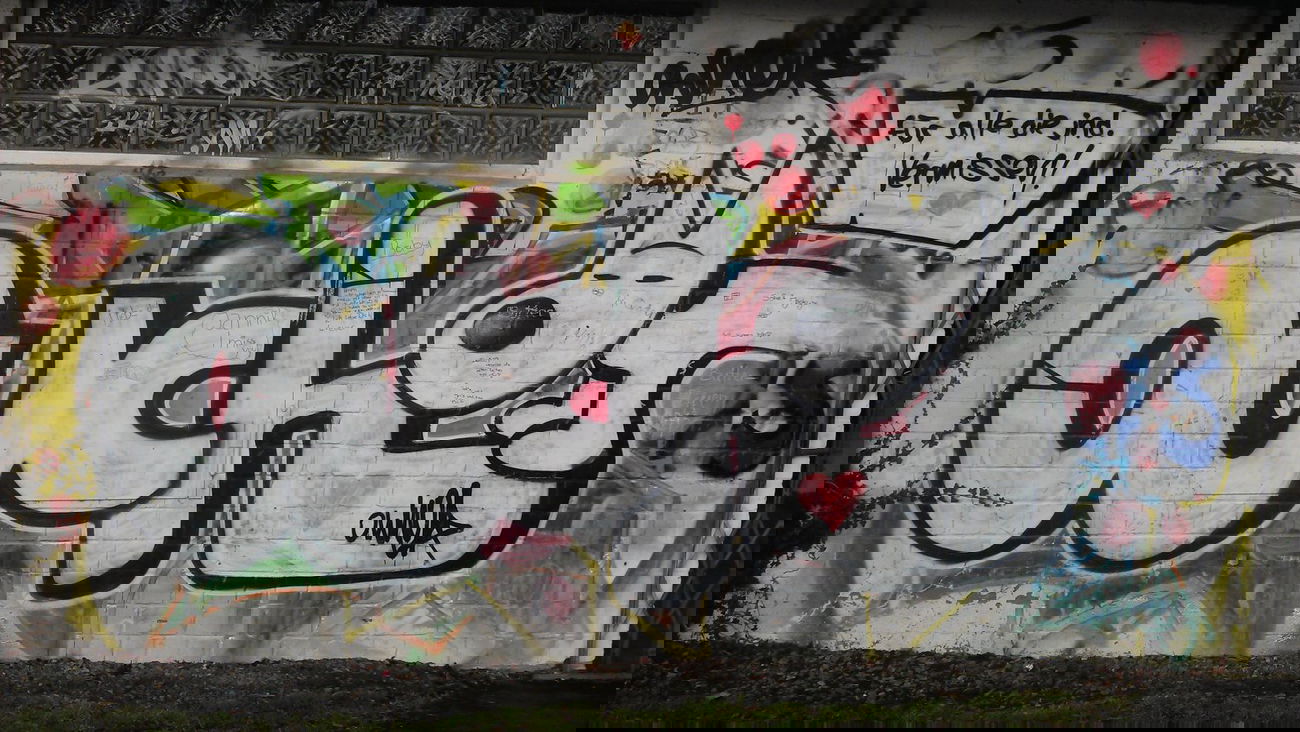 Graffiti Wall - Photo by Brain - ouch, ower, dog