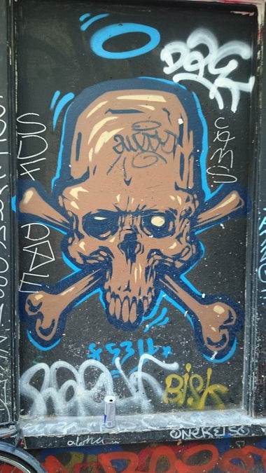 Graffiti Wall - Photo by Brain - cams, skull, bisk