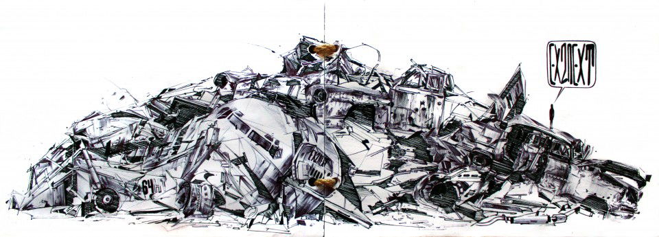 Graffiti Sketch - Photo by Bunt - scrap-heap, iron (2012)
