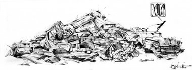 Graffiti Sketch - Photo by Bunt - scrap-heap, iron, \"Part (2013)