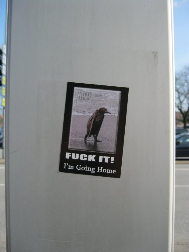 Graffiti Street Art in Kiel - Photo by CALUE - Sticker, addict, Fuck