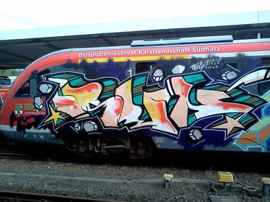 Graffiti Train in Brunswick - Photo by COLLECTOR - Sun, RHS, Braunschweig