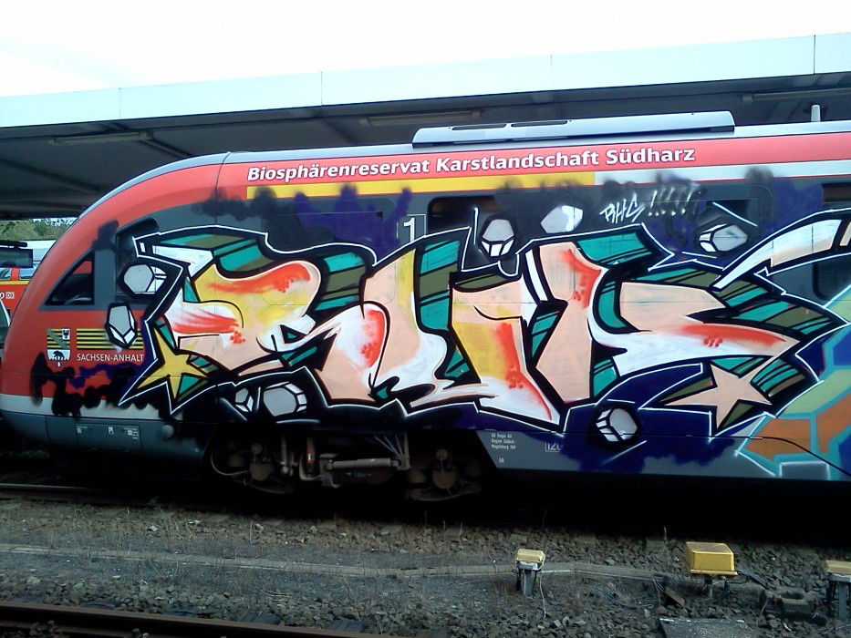 Graffiti Train in Brunswick - Photo by COLLECTOR - Sun, RHS, Braunschweig