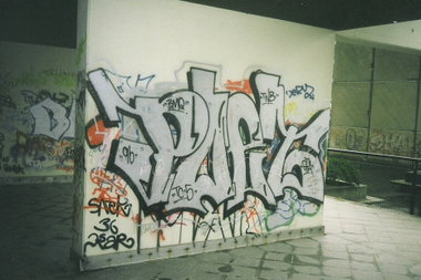 Graffiti Bombing in Berlin - Photo by COLLECTOR - Poet, BMQ, TNB (1996)