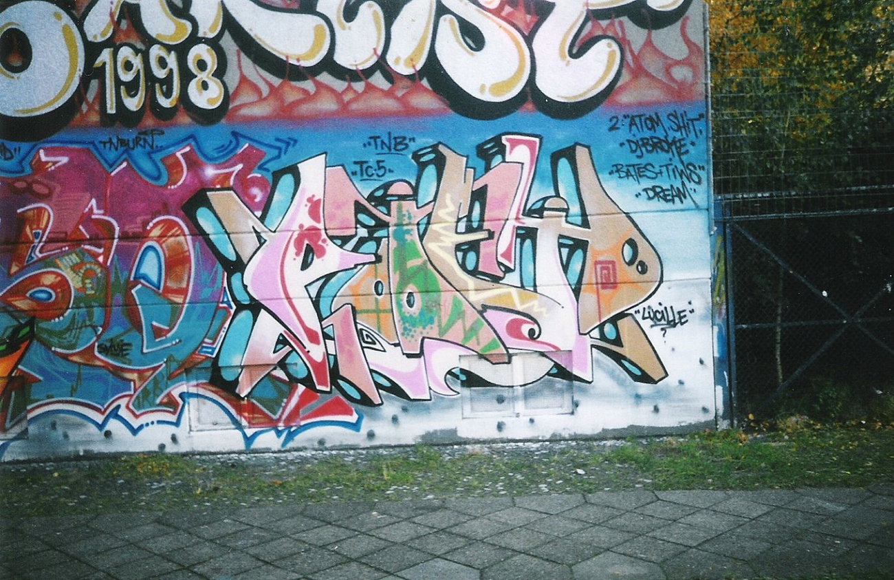 Graffiti Wall in Berlin - Photo by COLLECTOR - Poet, GFA, TNB (1998)